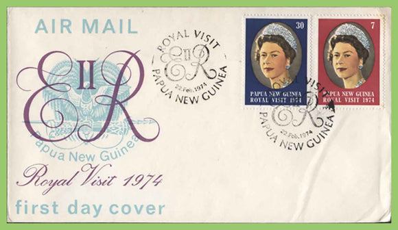 Papua New Guinea 1974 Royal Visit set on First Day Cover