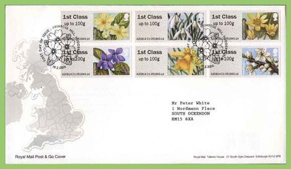 G.B. 2014 Post & Go Flowers set on Royal Mail First Day Cover, Primrose Hill