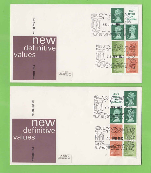 G.B. 1980 50p Chambon L & R booklet panes  Post Office First Day Cover, Windsor