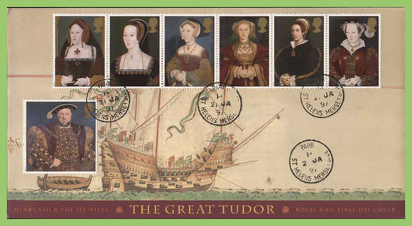 G.B. 1997 Tudor set on Royal Mail First Day Cover, Parr St Helens