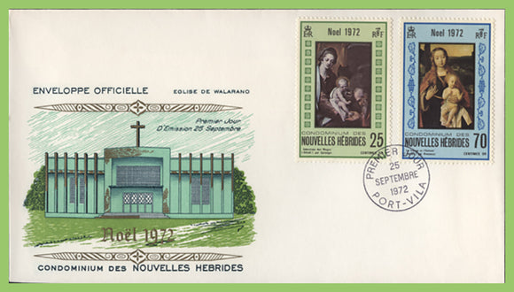 New Hebrides (Fr.) 1972 Christmas set on First Day Cover