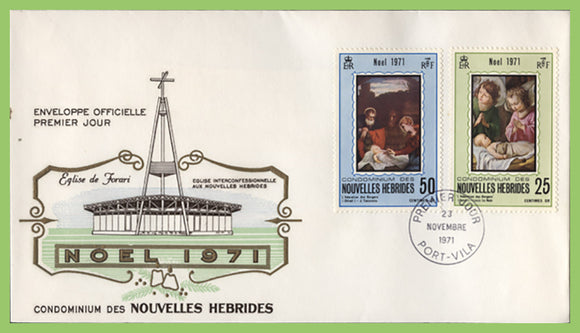New Hebrides (Fr.) 1971 Christmas set on First Day Cover