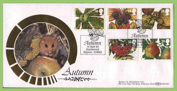 G.B. 1993 Autumn set on Benham First Day Cover, Skipton Yorkshire
