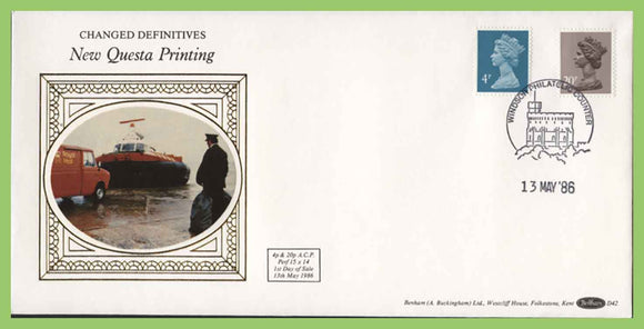 G.B. 1986 4p & 20p New Questa definitives Benham silk First Day Cover, Windsor