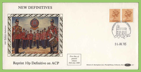 G.B. 1985 10p ACP reprint definitive on Benham First Day Cover