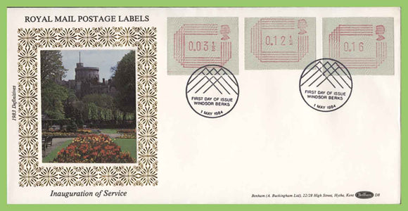 G.B. 1984 Royal Mail Postage Labels Benham silk First Day Cover, Windsor