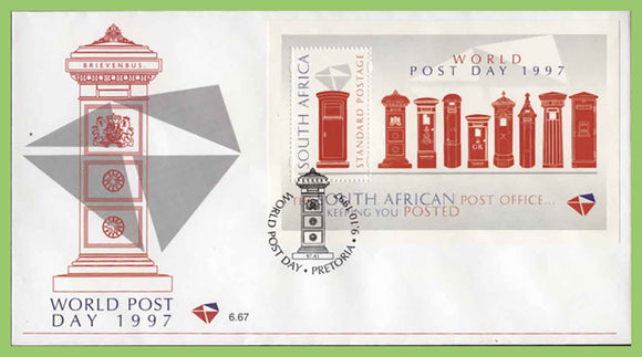 South Africa 1997 World Post Day miniature sheet on First Day Cover