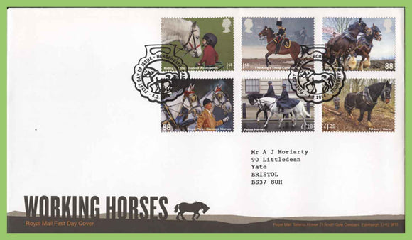 G.B. 2014 Working Horses set on Royal Mail First Day Cover, Horseheath