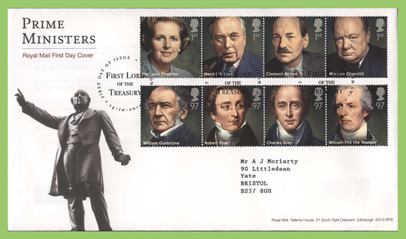 G.B. 2014 Prime Ministers set Royal Mail First Day Cover, London SW1