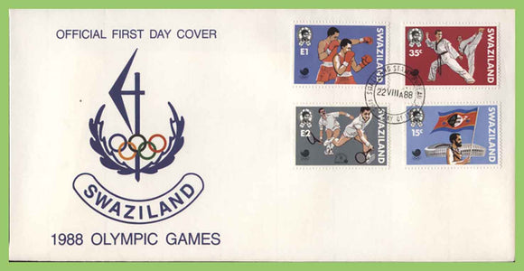 Swaziland 1988 Olympic Games set on First Day Cover