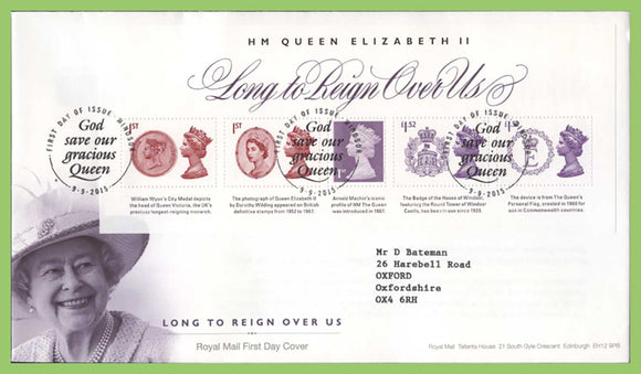 G.B. 2015 Long to Reign M/S on Royal Mail First Day Cover, Windsor