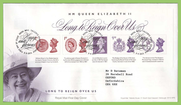 G.B. 2015 Long to Reign M/S on Royal Mail First Day Cover, Tallents House