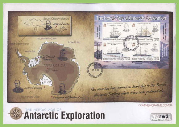 British Antarctic Territory 2008 Exploration miniature sheet on First Day Cover