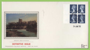 G.B. 1989 14p x 4 booklet pane on PPS silk First Day Cover, Windsor