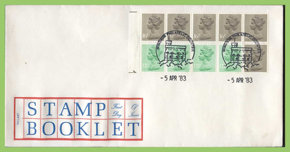 G.B. 1983 16p x 6 & 12½p x 4 booklet pane on Philart First Day Cover, Windsor