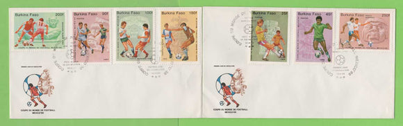 Burkina Faso 1985 Football World Cup Mexico set on two First Day Covers