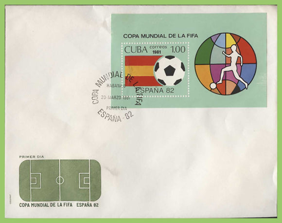 Cuba 1981 'Espania 82' Football miniature sheet First Day Cover