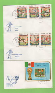 Mexico 1985 Football World Cup set & M/S on three First Day Covers