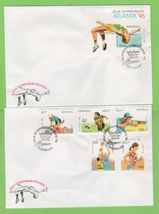 Laos 1995 Olympic Games Atlanta, set & M/s on two First Day Covers
