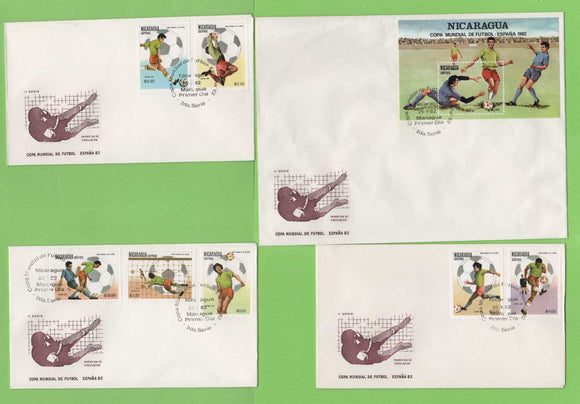 Nicaragua 1982 Football World Cup (Spain82) set & sheet on four First Day Covers