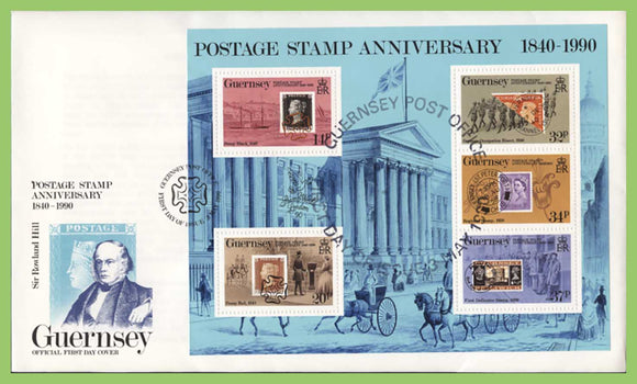 Guernsey 1990 150th Anniv of the Penny Black miniature sheet First Day Cover