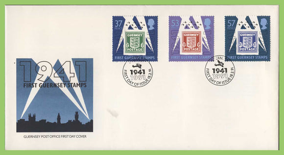 Guernsey 1991 50th Anniv of First Guernsey Stamps set First Day Cover