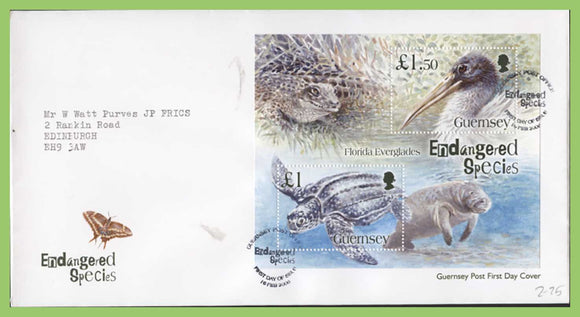 Guernsey 2006 Endangered Species (3rd series) set on First Day Cover, addressed