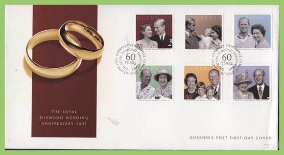 Guernsey 2007 Diamond Wedding of Queen Elizabeth II set on First Day Cover