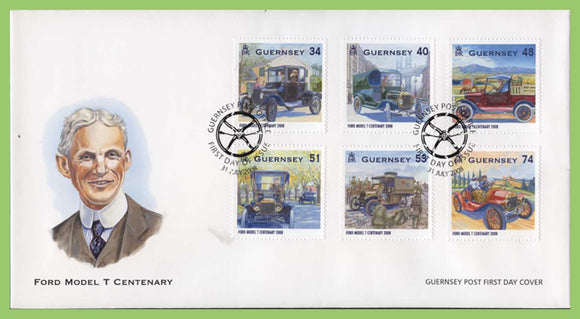 Guernsey 2008 Centenary of the Ford Model T,  set on First Day Cover
