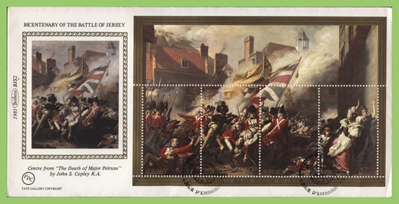 Jersey 1981 Bicentenary of Battle of Jersey miniature sheet silk First Day Cover