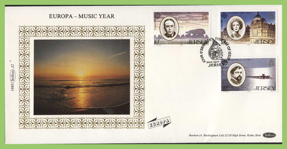 Jersey 1985 Europa. European Music Year set silk First Day Cover