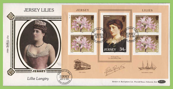 Jersey 1986 Jersey Lilies miniature sheet silk First Day Cover