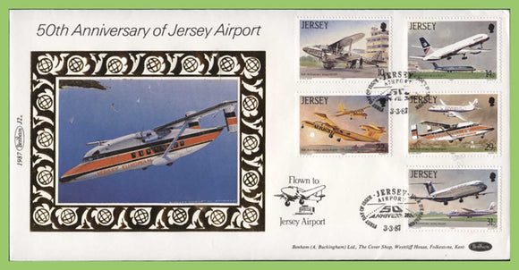 Jersey 1987 Jersey Aviation History (3rd series) set silk First Day Cover