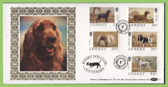 Jersey 1988 Centenary of Jersey Dog Club set silk First Day Cover