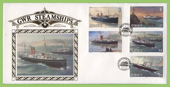 Jersey 1989 Centenary of Great Western Railway Steamer Service set silk First Day Cover