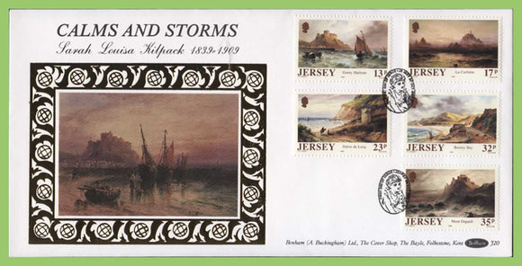 Jersey 1989 150th Birth Anniv of Sarah Louisa Kilpack (artist) set silk First Day Cover