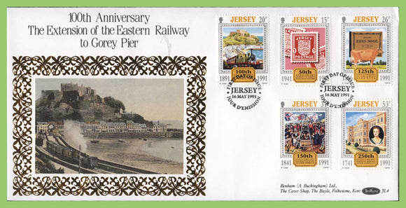 Jersey 1991 Anniversaries set silk First Day Cover