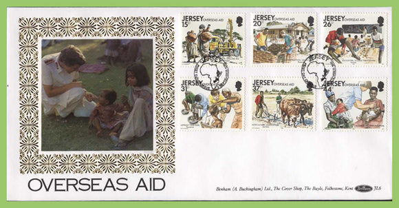 Jersey 1991 Overseas Aid set silk First Day Cover