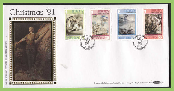 Jersey 1991 Christmas set silk First Day Cover