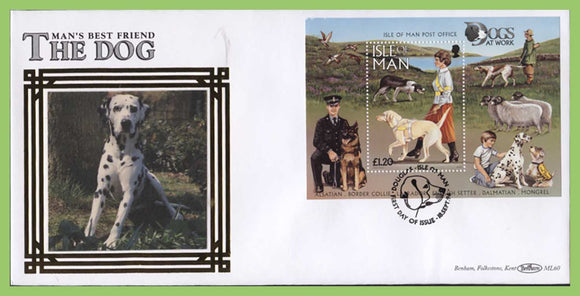 Isle of Man 1996 Dogs miniature sheet on silk First Day Cover, Douglas