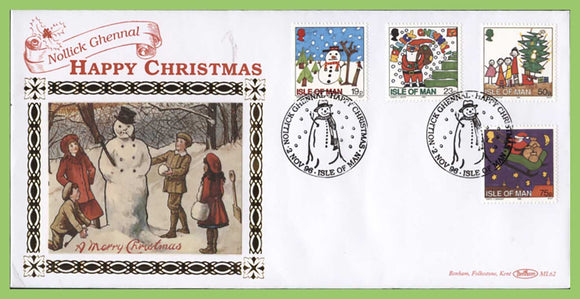 Isle of Man 1996 Christmas set on silk First Day Cover, Snowman