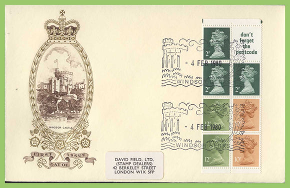 G.B. 1980 50p booklet pane on Philart First Day Cover, Windsor