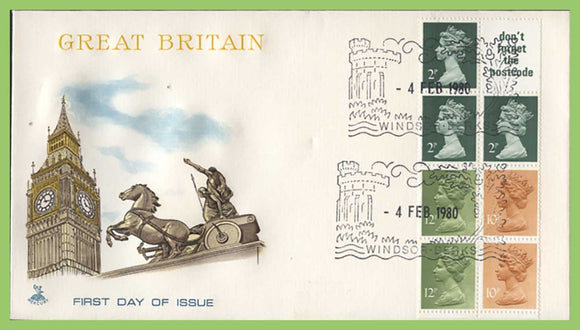 G.B. 1980 50p booklet pane on Mercury (Big Ben) First Day Cover, Windsor