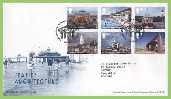G.B. 2014 Seaside Architecture set on Royal Mail First Day Cover, Tallents House