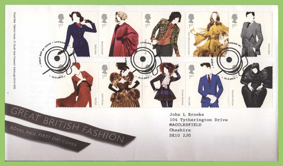 G.B. 2012 Great British Fashion set on Royal Mail First Day Cover, London W1