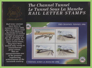 G.B. 1994 Euro Tunnel Rail Letter Stamps, miniature sheet presentation pack