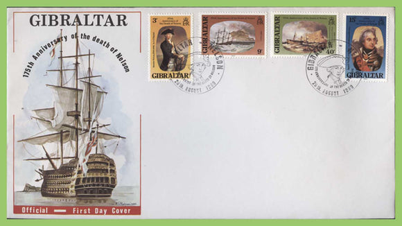 Gibraltar 1989 Death Anniversary of Nelson set on First Day Cover