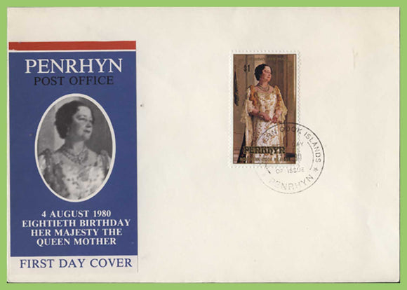 Penrhyn 1980 Queen Mother First Day Cover