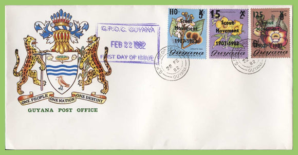 Guyana 1982 Scout Movement overprint set on First Day Cover