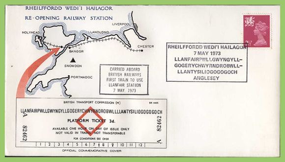 G.B. 1973 Re-opening of Llanfair Railway Station commemorative cover